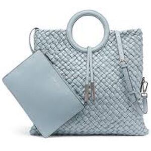 Calvin Klein Light Blue Woven Tote Bag Set
